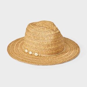 Universal Thread | Straw Fedora with Shell Detail Size L/XL NWT